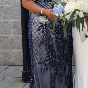 Ivonne D Mother of the Bride Midnight Blue Sequin Gown